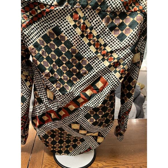 Vtg Nan Herzlinger Geometric Print Blouse 1960s Sz 10 Retro Funky Albert Lewis - Picture 3 of 6